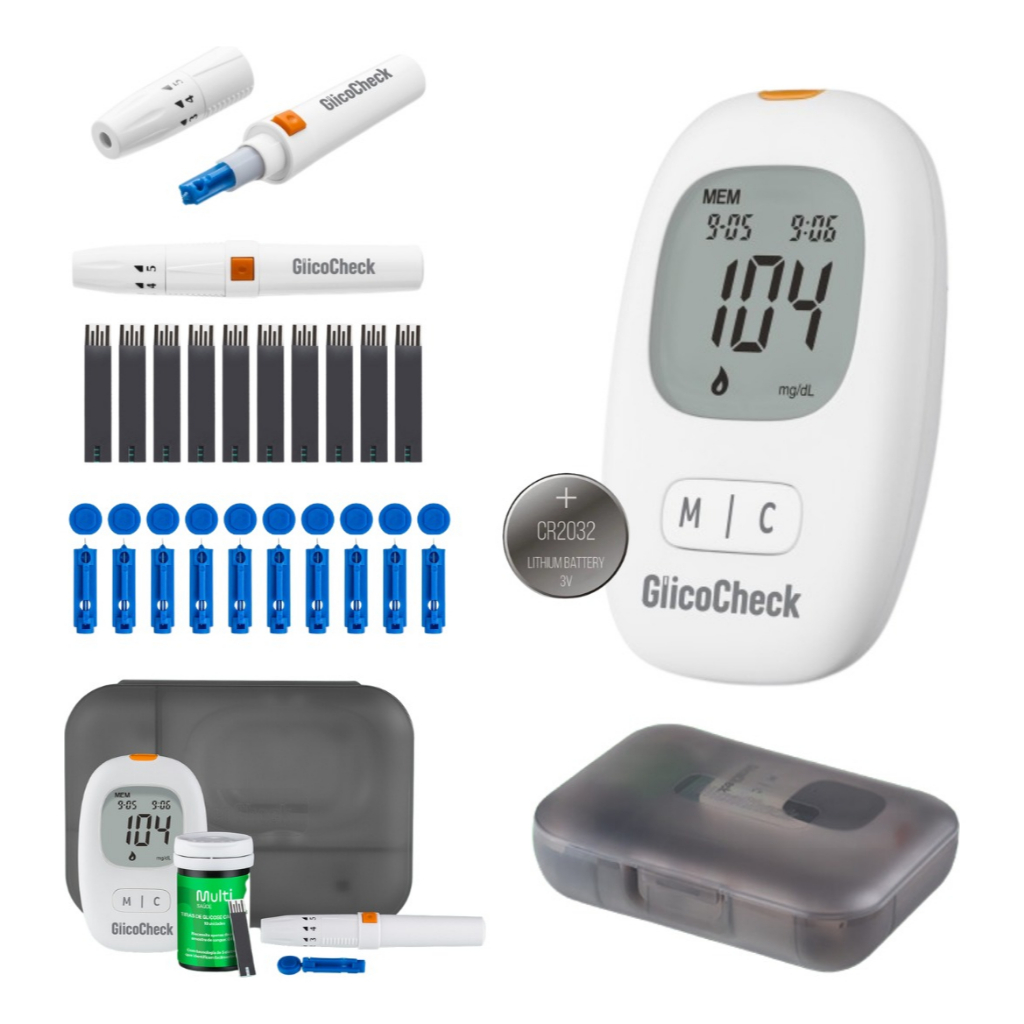 Aparelho Medir Diabetes Glicose Combo Completo Multilaser