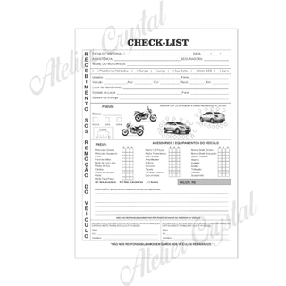 CHECK LIST PARA GUINCHO bloco com 100 folhas não carbonado