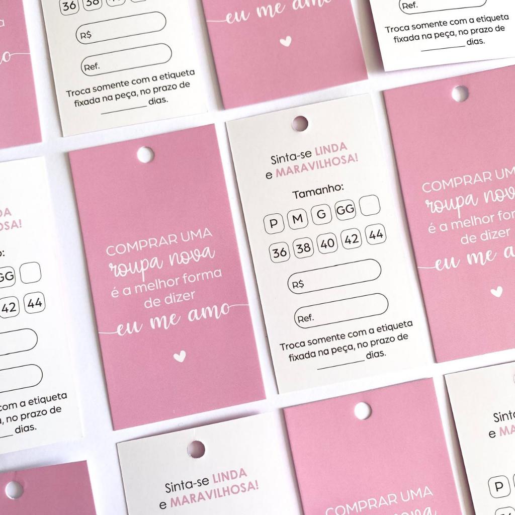Tag Etiqueta Rosa Para roupa a pronta entrega 5x9cm