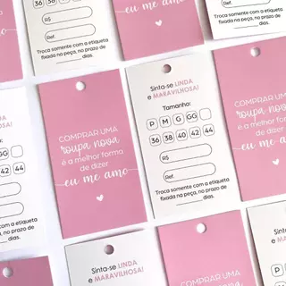 Tag Etiqueta Rosa Para roupa a pronta entrega 5x9cm