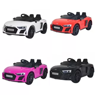 Carrinho Elétrico Infantil Audi Branco Preto 12v Licenciado 25Kg Luz e Som Com Controle