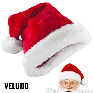 Gorro Papai Noel Veludo Elegância Vermelho 40cm Touca Natal Premium