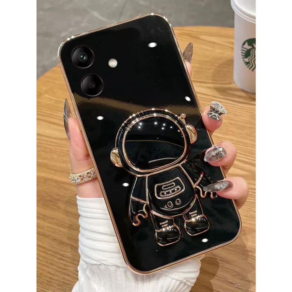 Capinha Luxuosa com Suporte Astronauta para Moto G04,G04S,G14,G24,G24POWER,G34,G54,G84,E22