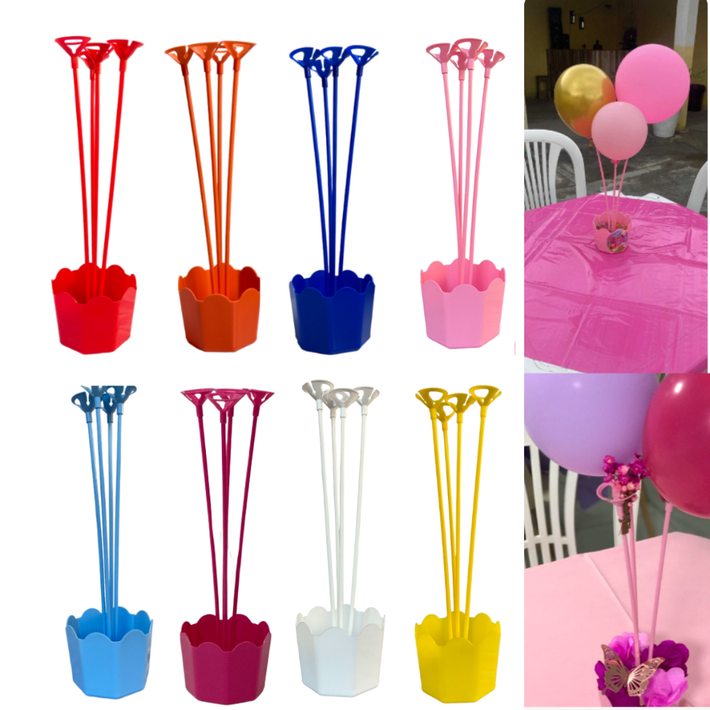 Centro de Mesa Aniversário Cachepot Suporte Pega Balão C/5 | Shopee Brasil