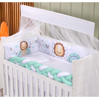 Kit Berço Leão Baby Lion 10 pçs Mosquiteiro Trança Micropercal 160 fios padrão Americano Nacional