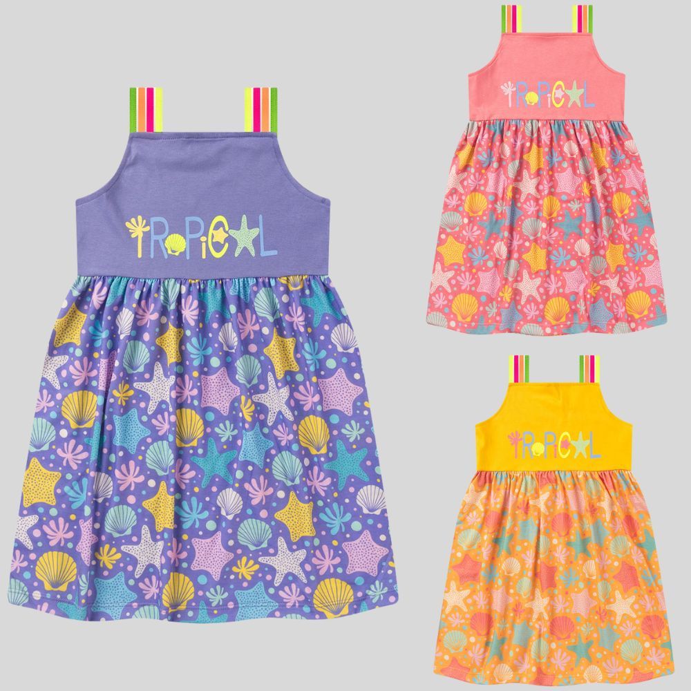 Vestido Infantil Menina Com alcinha tropical