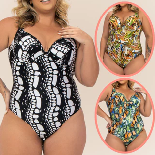 Maiô Banho de Mar com Bojo Modelo Zero Barriga Plus Size Estampado com Compressão na Medida Certa em Oferta na Shopee