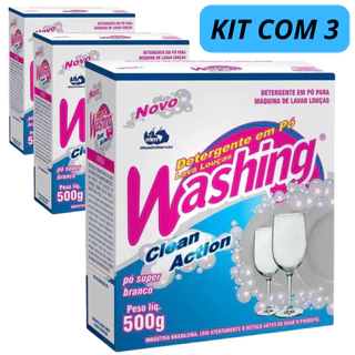 Kit 3 Lava louças detergente em pó para máquina de lavar louça Washing 500gr