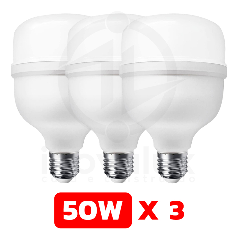 Kit 3 Lâmpadas Led 50w Alta Potência Luz Branca 6500k