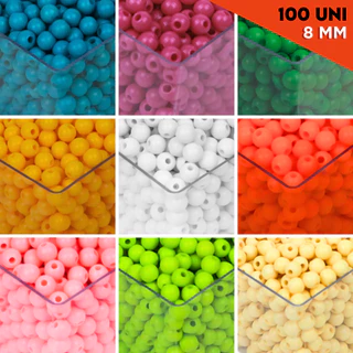 Perola Leitosa Varias Cores - 08 Mm - Com 100 Unidades - Mazzal