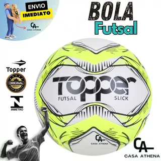 Bola Futebol Salão Futsal Slick Adulto Topper Oficial - Amarelo Treino Jogo Otima Qualidade