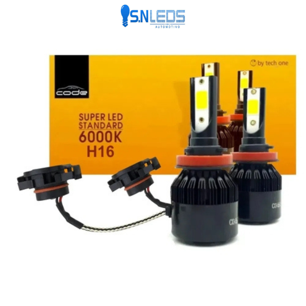 Lampada Super Led Code Tech One H1 H3 H4 H7 H8 HB3 HB4 6000K 1 par
