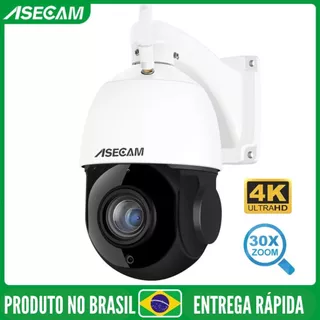 Câmera Asecam Ip Onvif Poe 4k Zoom Óptico 30x Wi-fi Ptz 360o