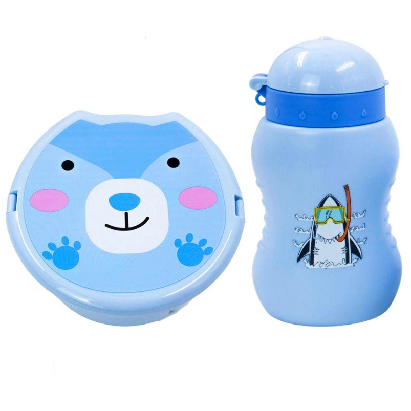 Kit Pote Marmita Infantil Com Divisória E Talher + Garrafa