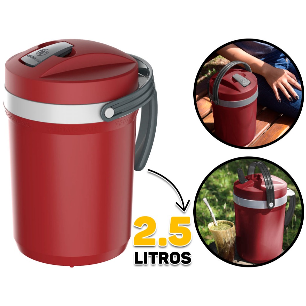 Jarra Garrafa Garrafão Térmica Fliptop 2.5l Termolar Vermelho Água Café ...