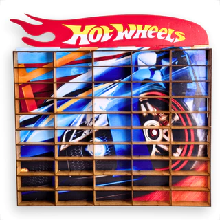 Expositor de Carrinhos HotWheels Porta 50 Carrinhos Coledionáveis em MDF