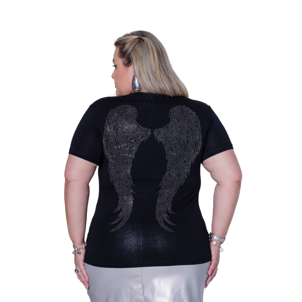 Blusa de Asa Moda Plus Size Elegante Estilosa Blogueira Casual Hellen Fashion