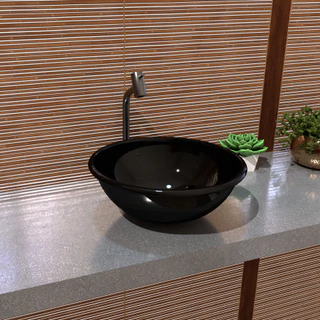 Cuba de banheiro Minimalista Sobrepor 35cm Redonda Preta Elegância e Durabilidade