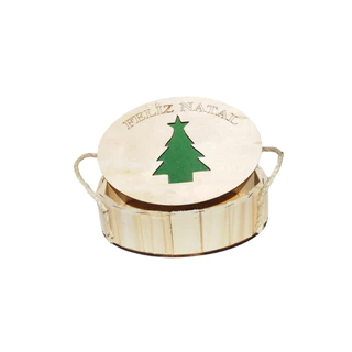 Kit 5 Cesta Fraldeira Madeira Oval 13x19 cm com Tampa Presente Natal Cosméticos