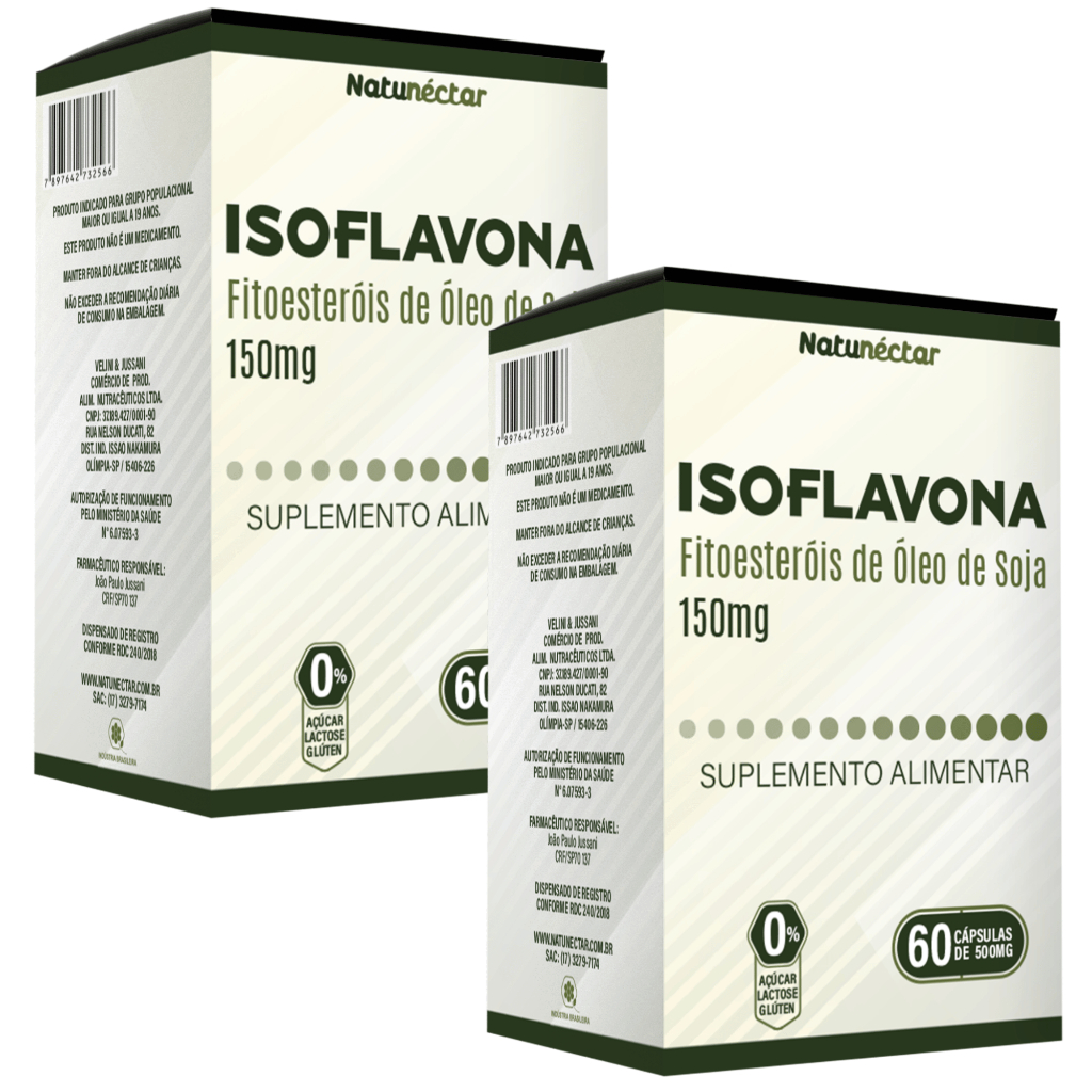 Combo 120 Cápsulas Isoflavona 150mg Reposição Hormonal Gérmen de Soja ...