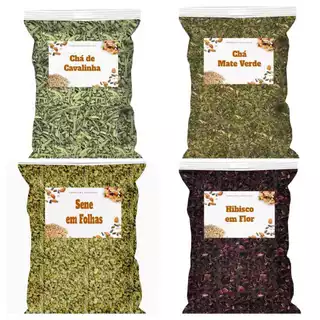 Kit Desinchá: Cavalinha, Cha Verde, Chá de Hibisco e Sene