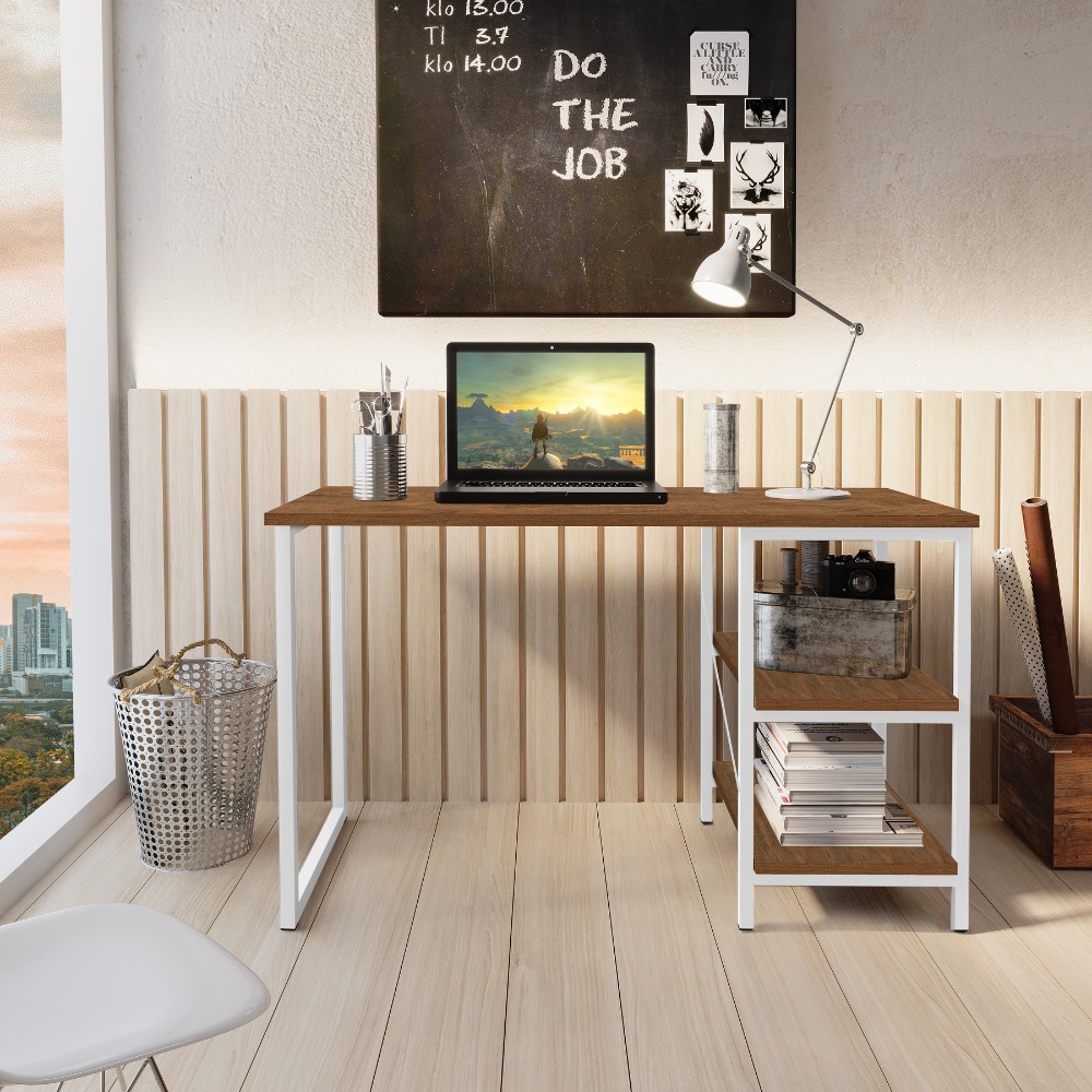 Mesa Escrivaninha para Notebook Office Star 120cm com 2 Prateleiras KLM