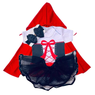 Body Bebê Chapeuzinho vermelho 2024 Temático Mêsversário Menina Laço + Tule (opcional) Promoção