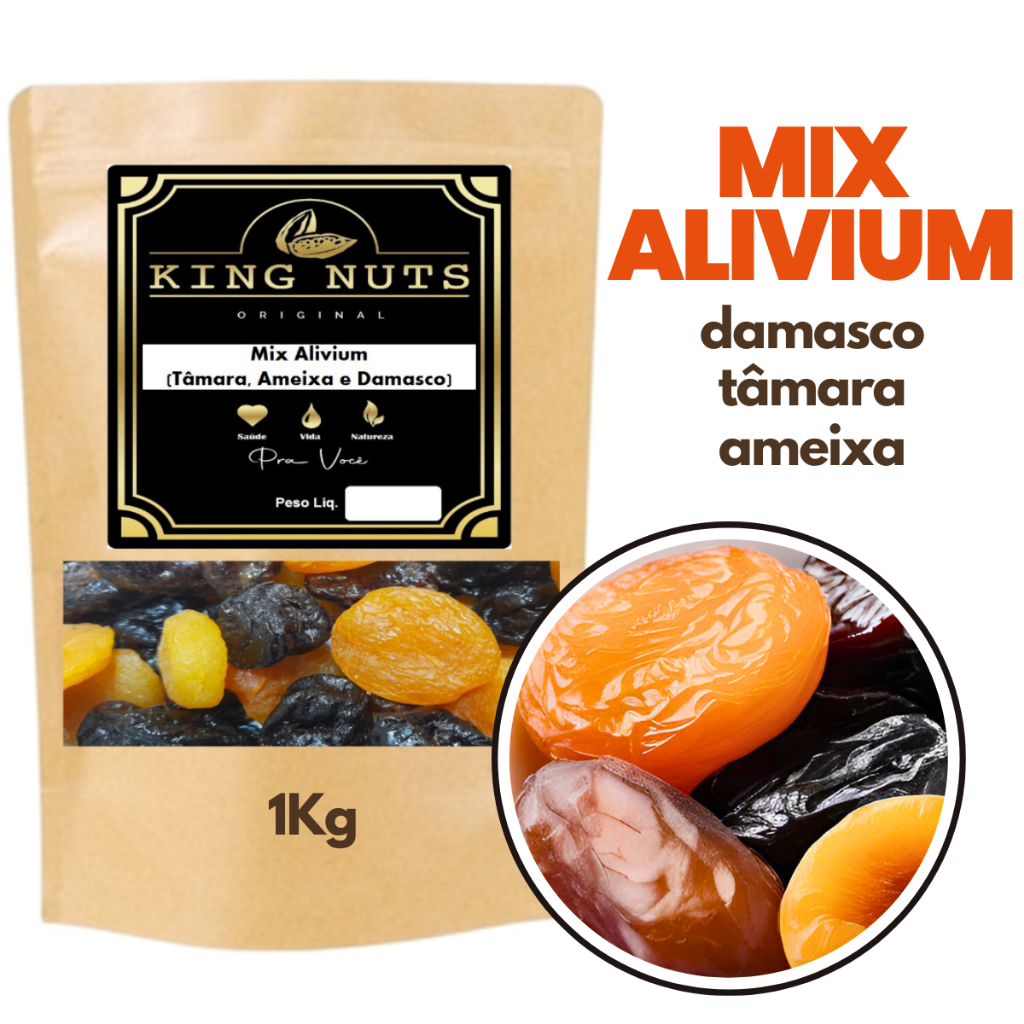Mix De Frutas Secas 1Kg Tâmara Damasco Ameixa Sem Caroço King Nuts ...