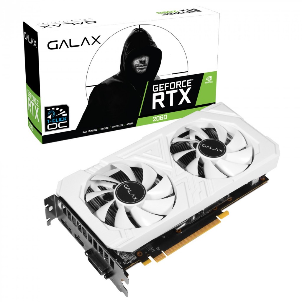 Placa de Vídeo Galax, Geforce RTX 2060 Ex White Dual (1-Click OC), 6GB, GDDR6, 192Bit