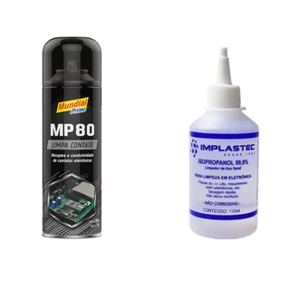 Kit Limpeza de eletronicos Placas Teclados Computadores Limpa Contato Alcool Isopropilico