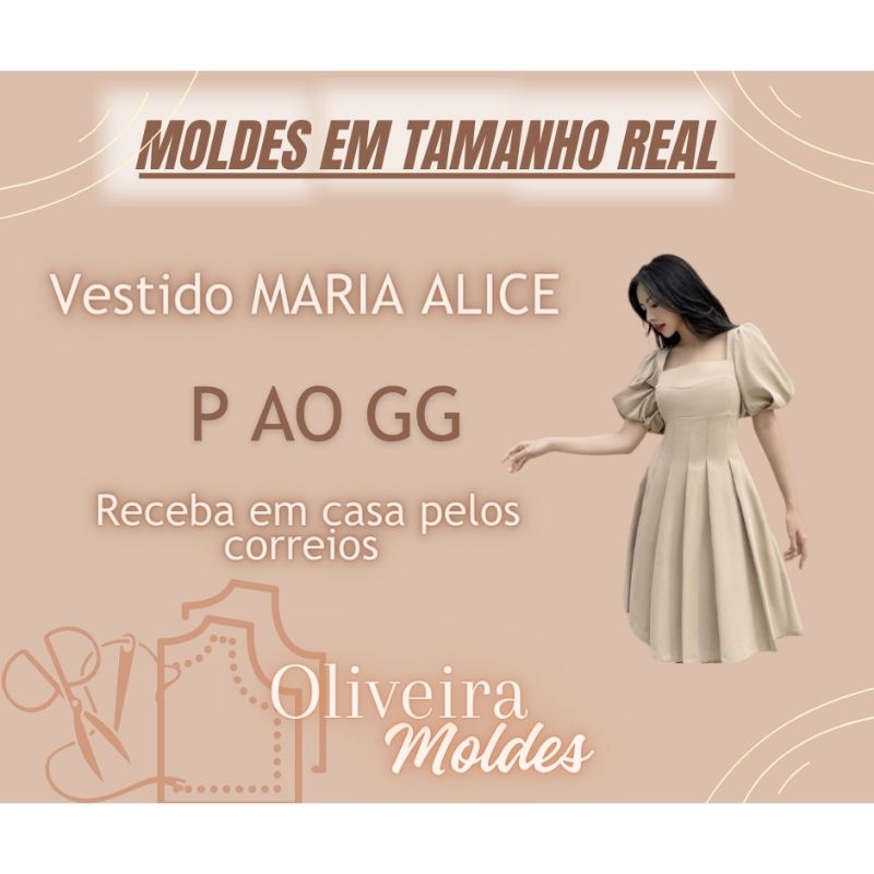 MOLDES de VESTIDOS IMPRESSOS EM TAMANHO REAL P AO GG Shopee Brasil