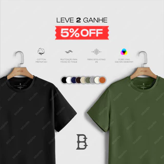 kit 2 Camisa Camiseta Masculina Básica Algodão Peruano Premium 40.1 com Elastano Pima