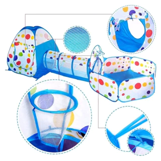 Barraca Túnel 3 Em 1 Dobrável Azul Claro Com Cesta De Basquete Toca 3 Em 1 Promoção em Oferta na Shopee