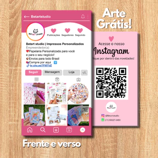 Cartão de visita Feed Intagram - Brilho ou Holográfico