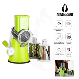 [Matougui] Cortador Ralador Fatiador Verduras Legumes Frutas Queijos 3 Em 1 Cozinha Tabletop