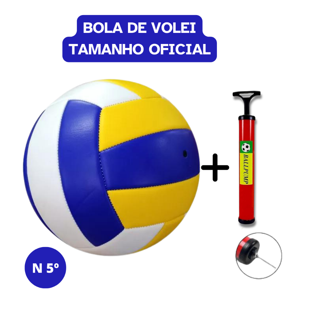 Bola De Vôlei Praia Verão Quadra Tamanho Oficial + Bomba De Ar E Bico