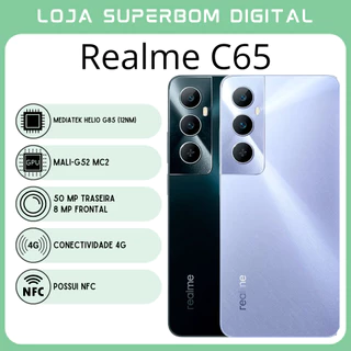 Celular Realme C65 | Câmera Celular Realme C65 | Câmera 50MP , Processador MediaTek Helio G85 (12nm), Bateria 5000 mah, Carregamento 65W , Versão Global , Envio do Brasil50MP , Processador MediaTek Helio G85 (12nm), Bateria 5000 mah, Carregamento 65W