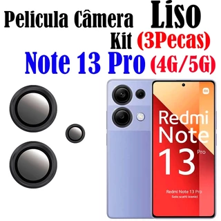 KIT(3 Pecas )Película De Câmera Liso Redmi Note 13 Pro 4g/5g Com Anel De Metal Protetors De Lentes Vidro Temperado