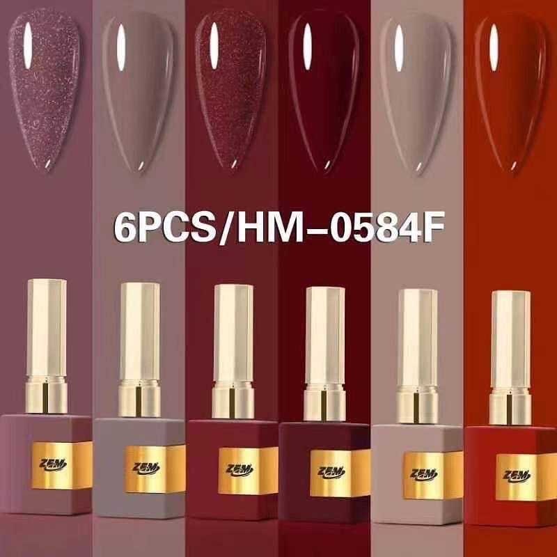 Lindo KIT 6 Esmalte Gel 15ml Led Uv Zem Nail Gel Soak Off Color Coat Profissional