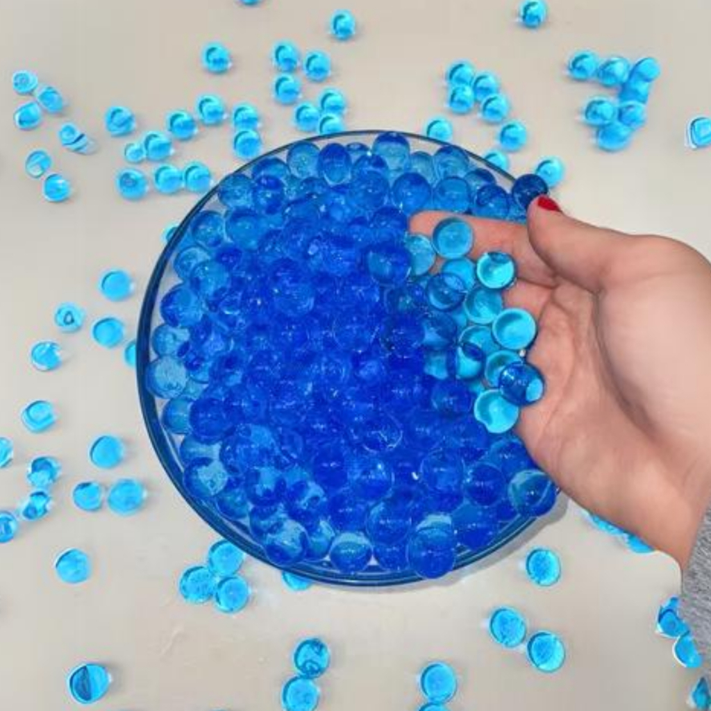 Kit 5/10/20 Mil Bolinhas Gel Hidrogel Azul 7-8mm Bolas Orbeez Cristal BBs Brinquedo Tipo Nerf Arminha