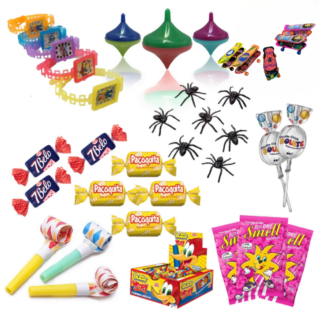 Kit Doces Brinquedos Festa 100 Uni. Sacolinha Surpresa Mini Brinquedos ...