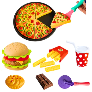 Kit Cozinha Infantil Comidinha de Brinquedo Kit Lanche Divertido Com Pizza