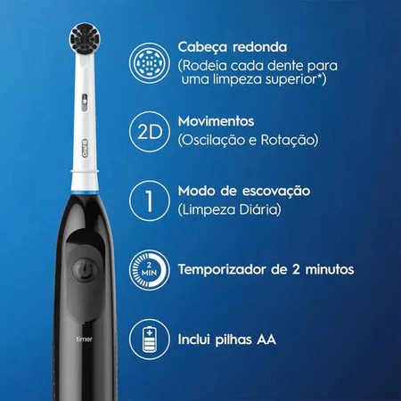 Escova de dente elétrica oral-b charcoal limpeza profunda carvão