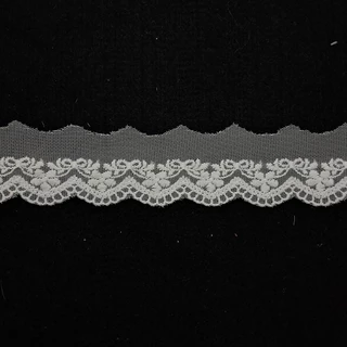 Bordado Tule 3,50cm Branco BT018 artePunto - Peça 13,70 Metros