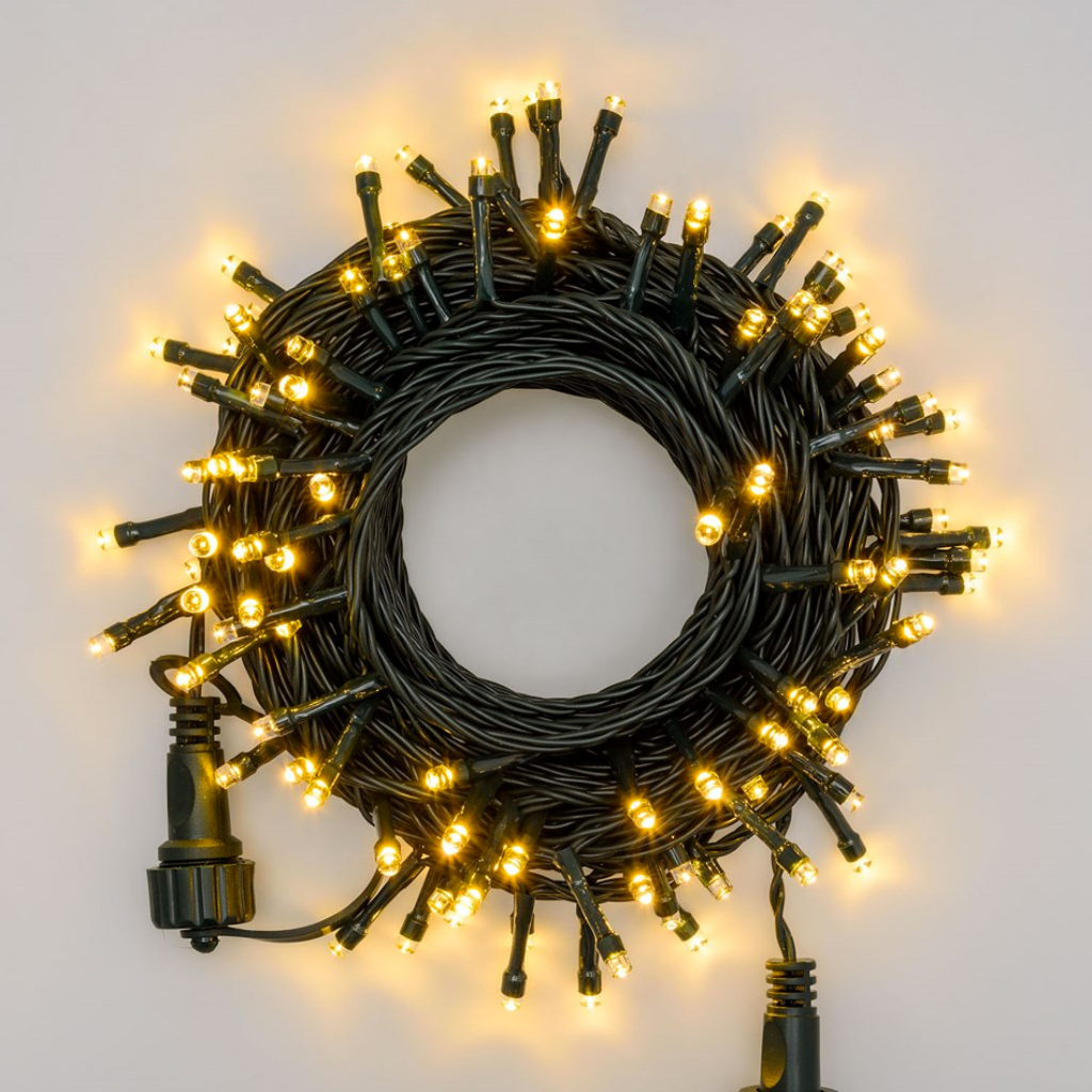Cordão 100 Leds Fixo Prova D'água 10 Metros Uso Externo Fio Verde