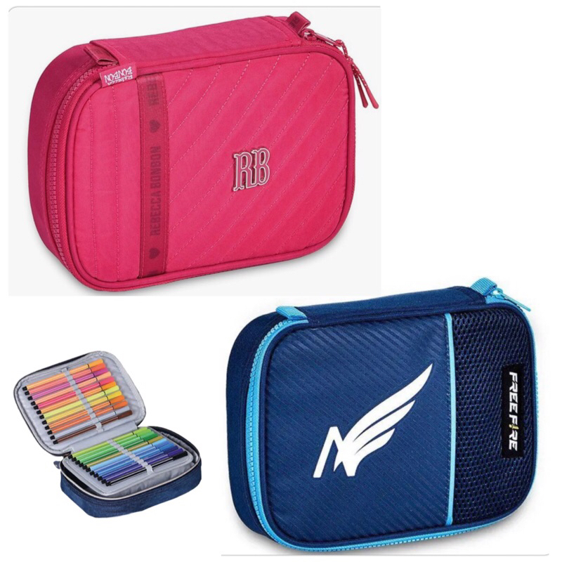 Estojo Box / Estojo Escolar Grande com Divisórias marca Clio, Free