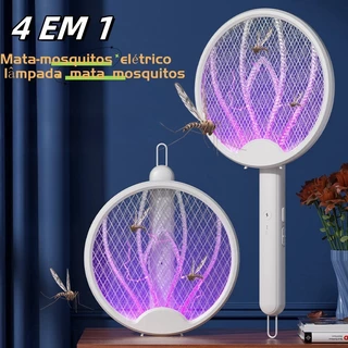 Raquete Elétrica Dobrável 4 em 1 Mata-Mosquitos USB Recarregável Lâmpada Mosquito Com Luz UV Moscas -KODI008