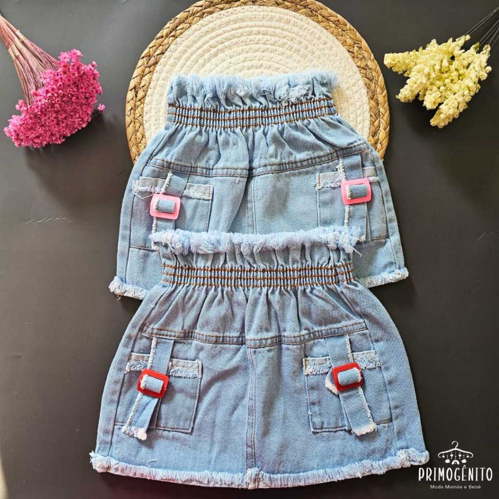 Saia Jeans Infantil menina Blogueirinha | Shopee Brasil