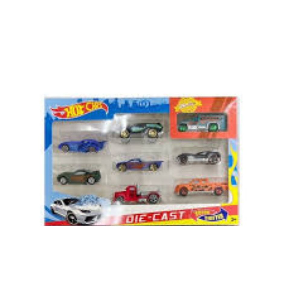 Brinquedo kit 8 Carrinhos de Ferro Hot Cars Muda de cor na água