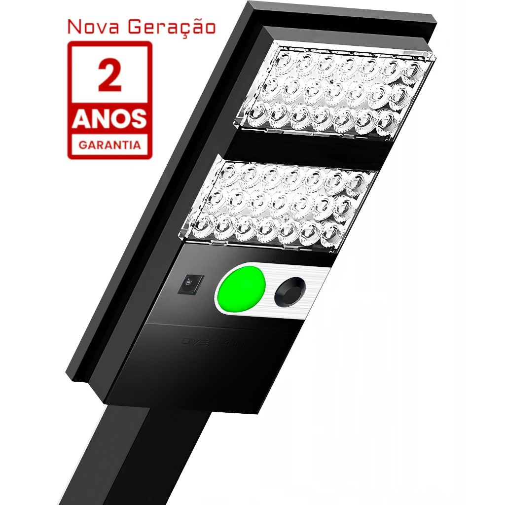Luminária Solar Refletor Externa Poste S400 12h Potente Holofote LED Luz - 2 Anos Garantia Oversun